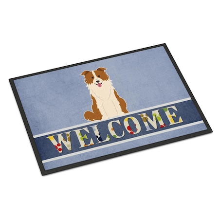 Carolines Treasures 18 x 27 in. Border Collie Red White Welcome Indoor or Outdoor Mat BB5700MAT